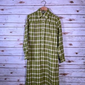 Donald Davies of Dublin Green Gingham Plaid Dress 100% Wool Size 8 Tartan Check